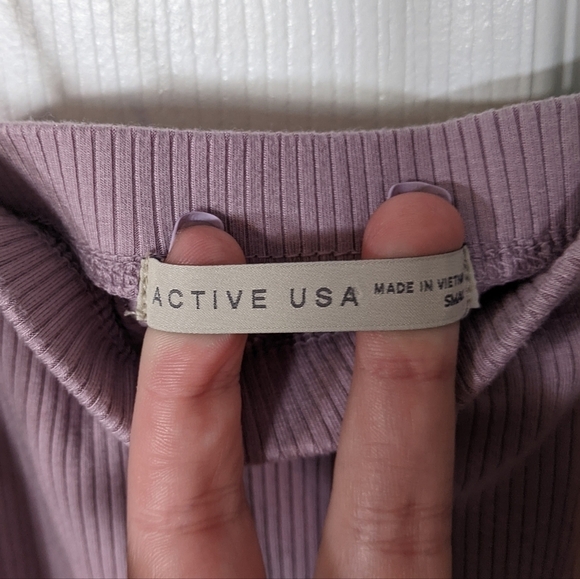 New Active USA Ribbed Mauve Straight Neck Bodycon Dress Size Small - Picture 2 of 6